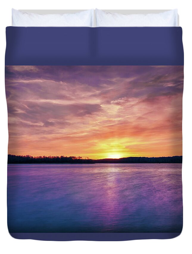 Lake Duvet Cover featuring the photograph Lake Sunrise by Allin Sorenson