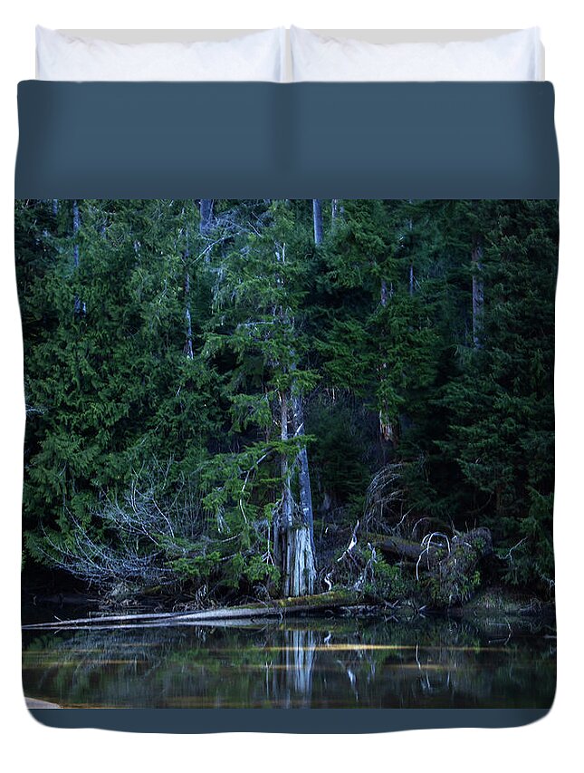 Trees Duvet Cover featuring the photograph Lake Sylvia Shore Line by Cheryl Day