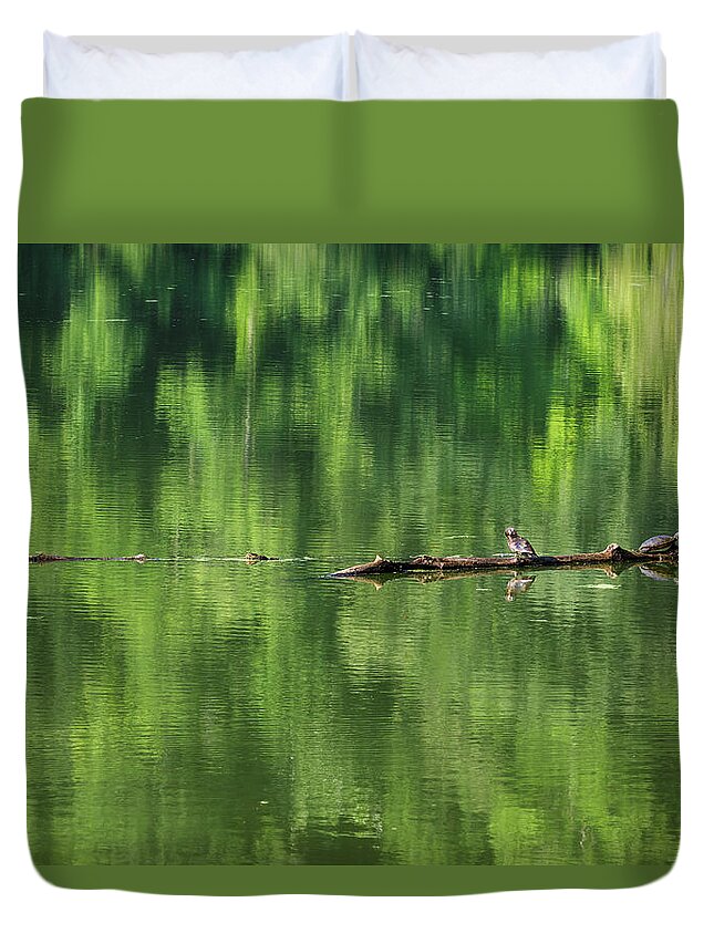 Lake Duvet Cover featuring the photograph Lake Wildlife by David Beechum