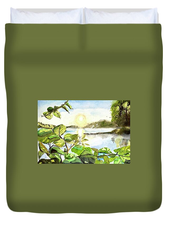 Lake Duvet Cover featuring the painting Lake Winyah by Bryan Brouwer