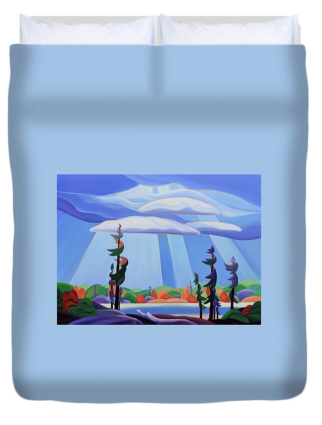 Ontario Duvet Cover featuring the painting Land of the North - Ontario by Barbel Smith