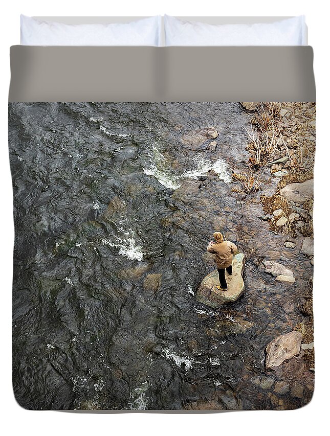 Sports Duvet Cover featuring the photograph Landscape Photography - Fishing the Delaware River by Amelia Pearn