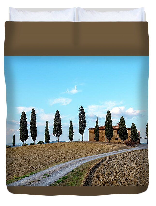 Beautiful Duvet Cover featuring the photograph landscape, Tuscany, Italy by Eleni Kouri