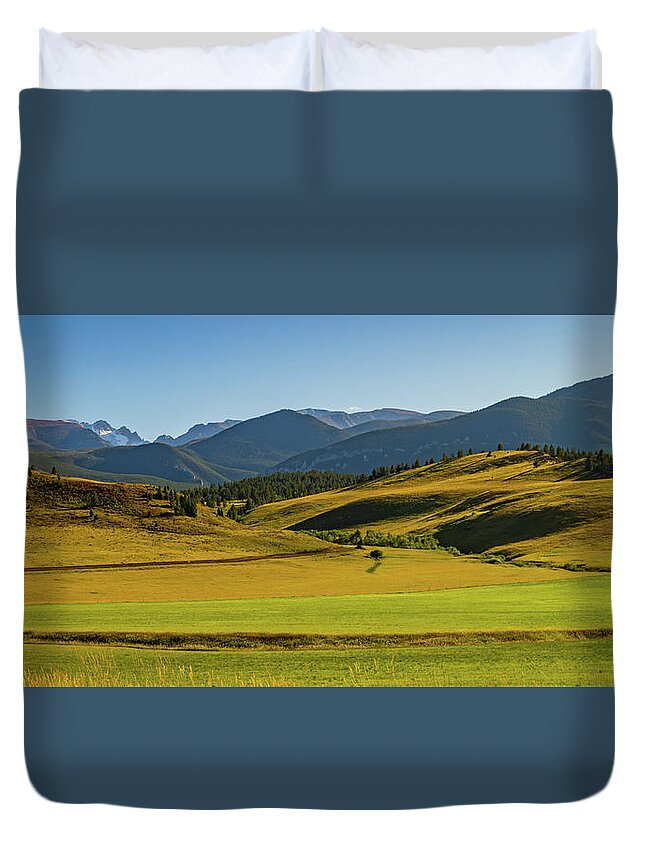 Landscape Duvet Cover featuring the photograph landscape view of the Beartooth Mountains, Montana by Ann Moore