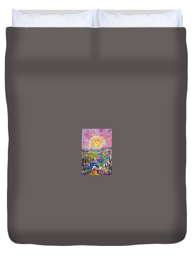 Oil Duvet Cover featuring the painting Landscaped in Oil by Timothy Foley