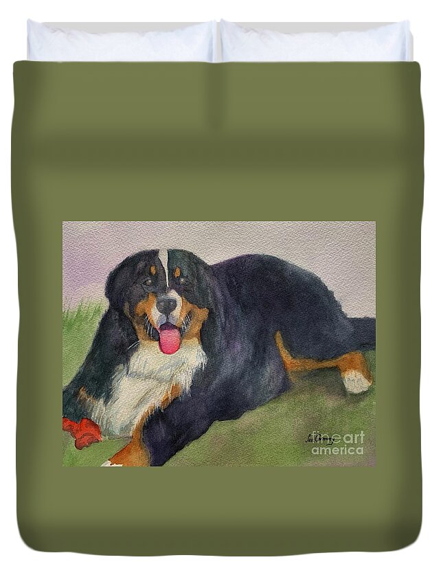 Dog Duvet Cover featuring the painting Larkin by Sue Carmony