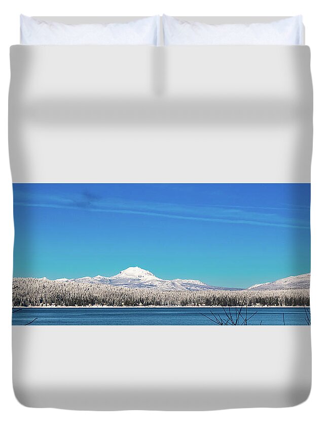 Lassen Duvet Cover featuring the photograph Lassen Peak Lake Almanor Winter by Jan Davies
