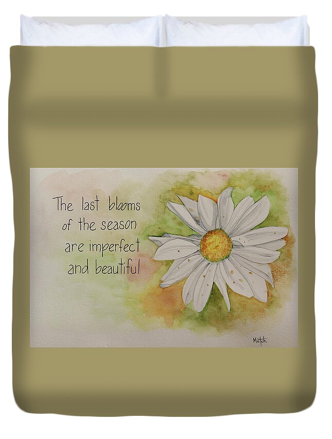 Daisy Duvet Cover featuring the painting Last blooms by Lisa Mutch