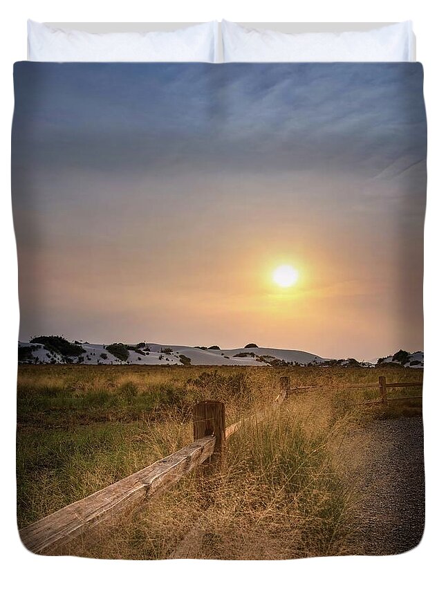White Sands New Mexico Duvet Cover featuring the photograph Late Afternoon in White Sands, New Mexico by Rebecca Herranen