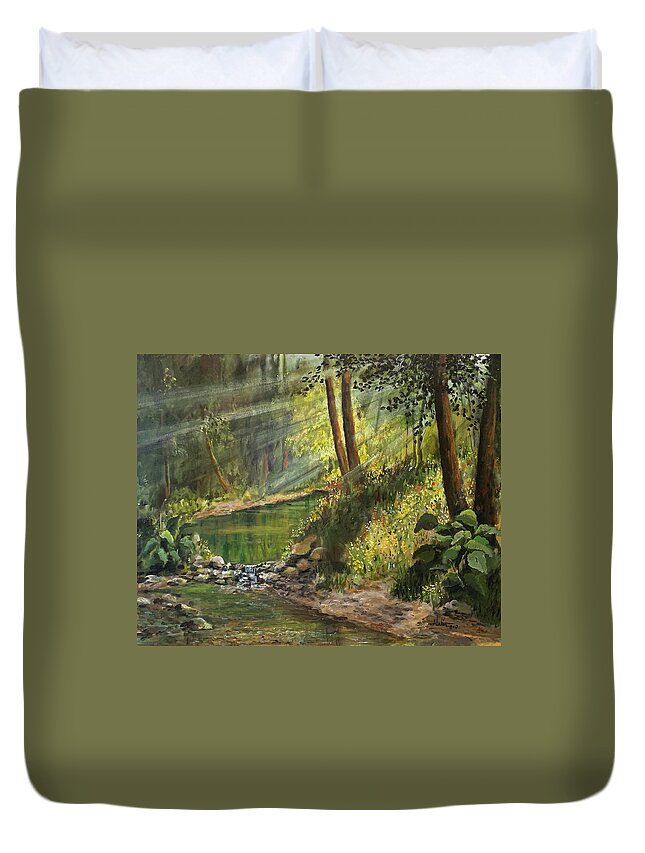 Summer Scene Duvet Cover featuring the painting Late Summer by Alan Lakin