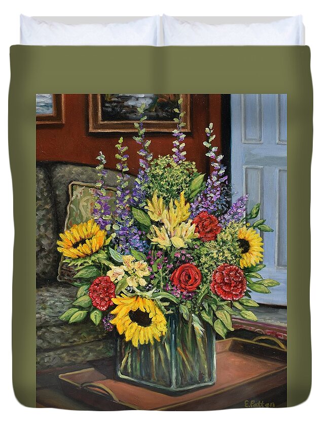 Flowers Duvet Cover featuring the painting Late Summer Bouquet by Eileen Patten Oliver