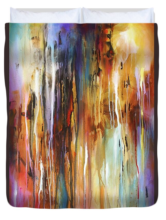 Abstract Duvet Cover featuring the painting Lattice by Michael Lang