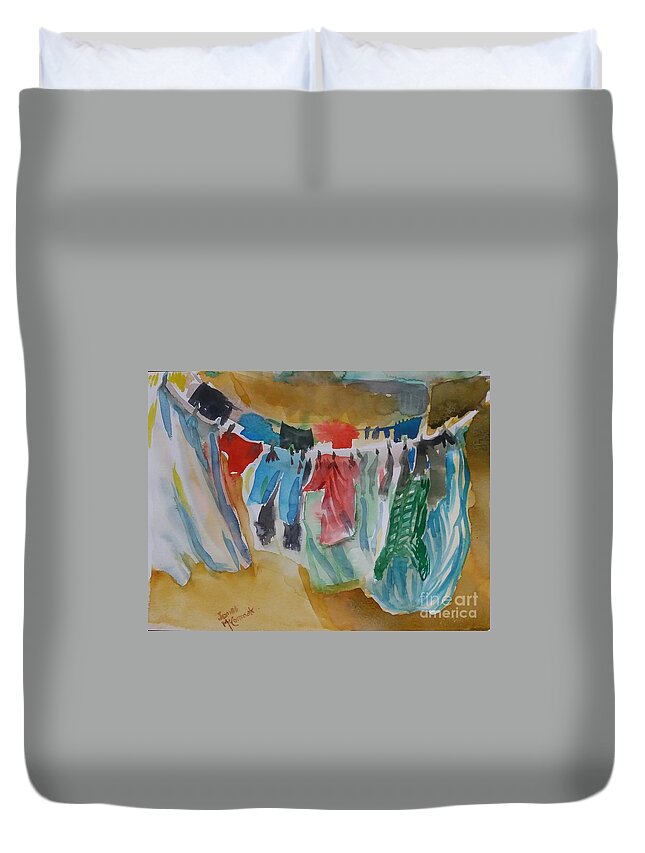 Laundry Duvet Cover featuring the painting Laundry Day by James McCormack