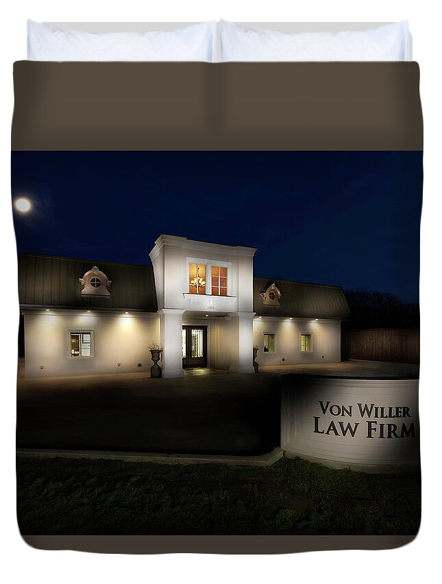 Law Duvet Cover featuring the photograph Law Office Lightpainting by Steve Templeton