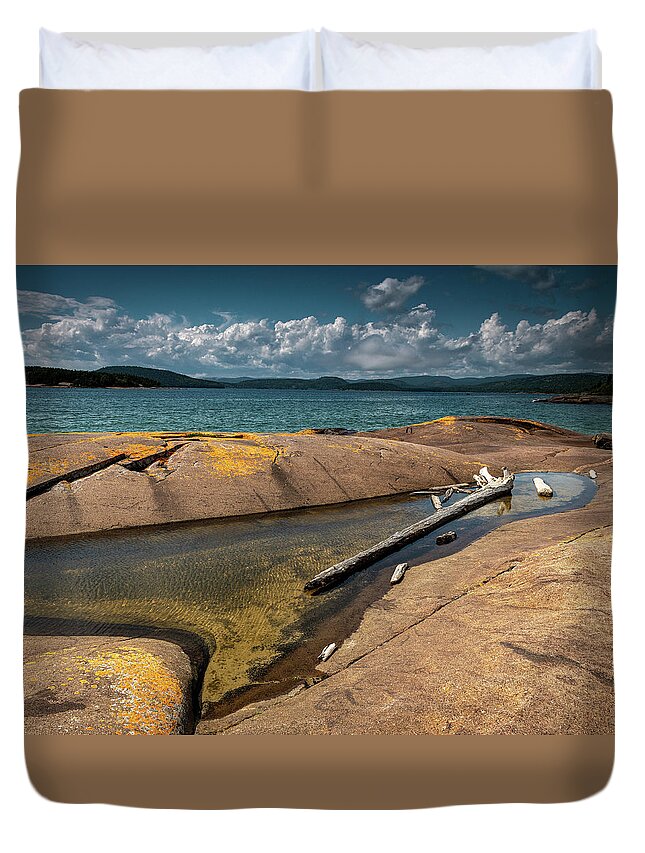 Rocks Duvet Cover featuring the photograph Lazy Logs by Doug Gibbons