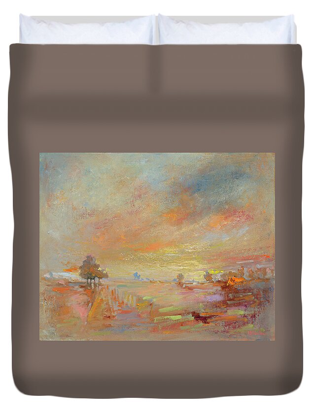 Trees Duvet Cover featuring the painting Lea by Roger Clarke