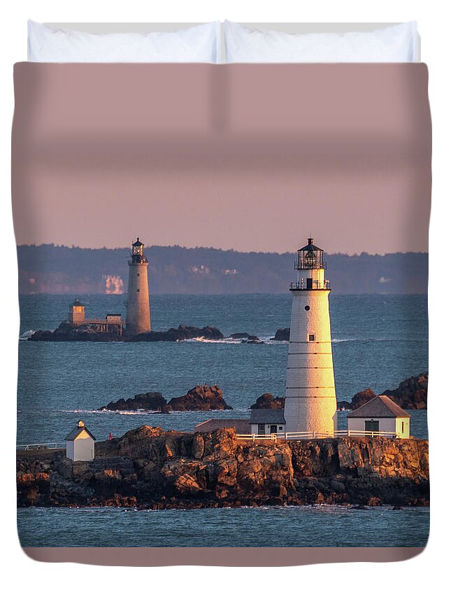 Boston Duvet Cover featuring the photograph Leading Lights by Bryan Xavier