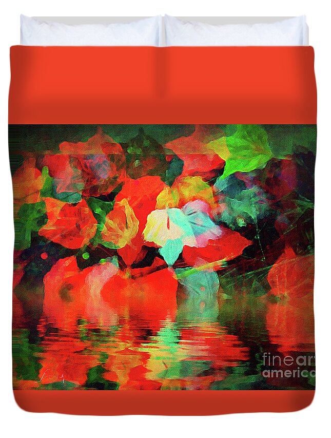 Fall Duvet Cover featuring the painting Leaf Glow a by Jeanette French