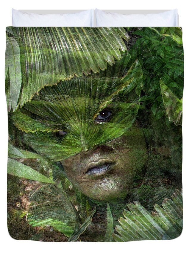 Nature Duvet Cover featuring the photograph Leafman by Shara Abel