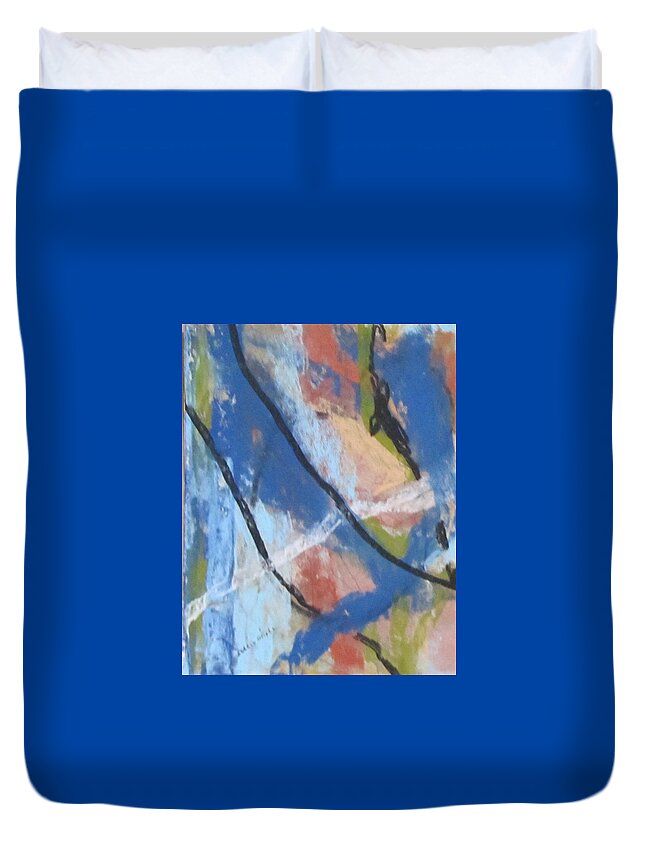 Left Hand Paintings Duvet Cover featuring the pastel Left Hand Abstracts Series #1 Left Diptych by Barbara O'Toole