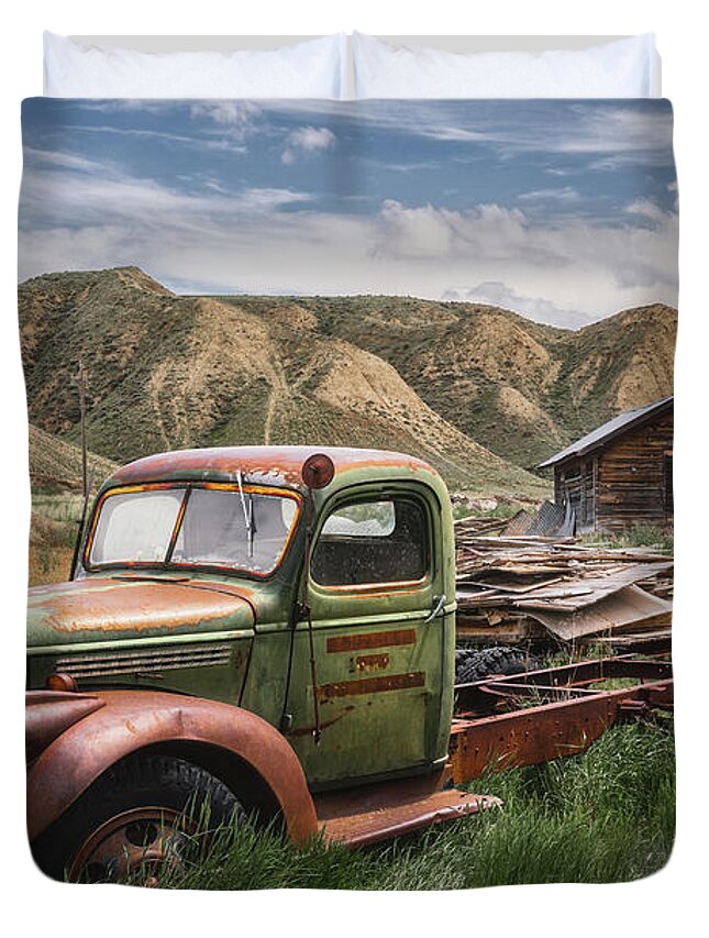 Chevy Truck Duvet Cover featuring the photograph Left the Farm Behind by Darren White