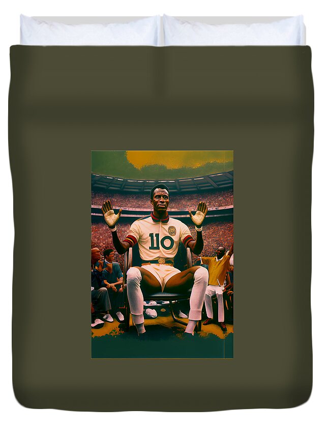 Legendary Soccer Player Pele As As A Soccer Art Duvet Cover featuring the digital art Legendary Soccer Player Pele as as a soccer kin bd aa d b ddfde by Asar Studios by Celestial Images