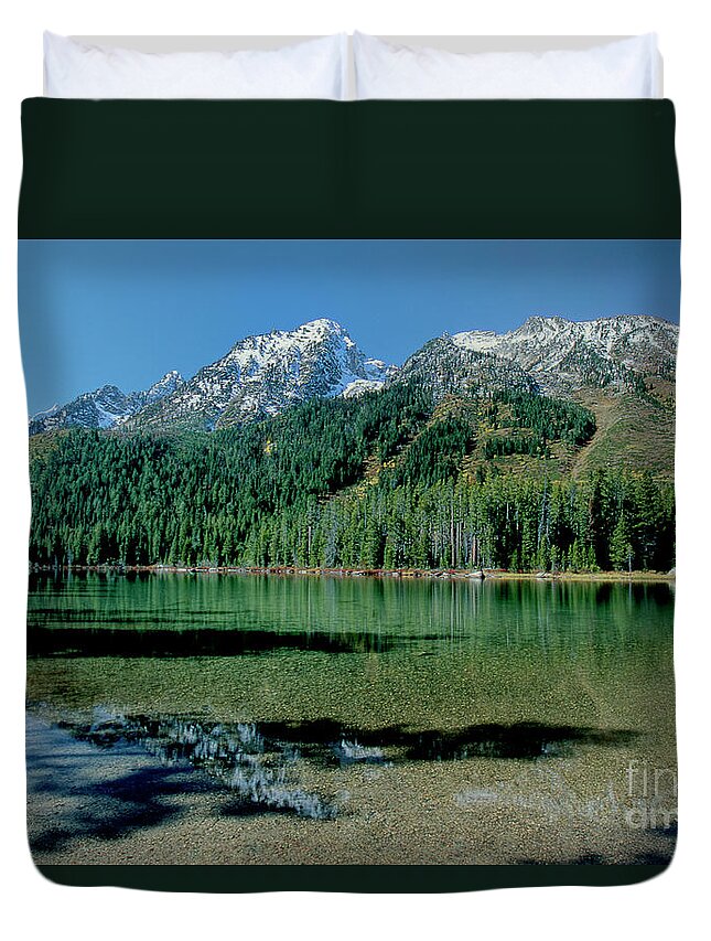 Dave Welling Duvet Cover featuring the photograph Leigh Lake Grand Tetons National Park Wyoming by Dave Welling