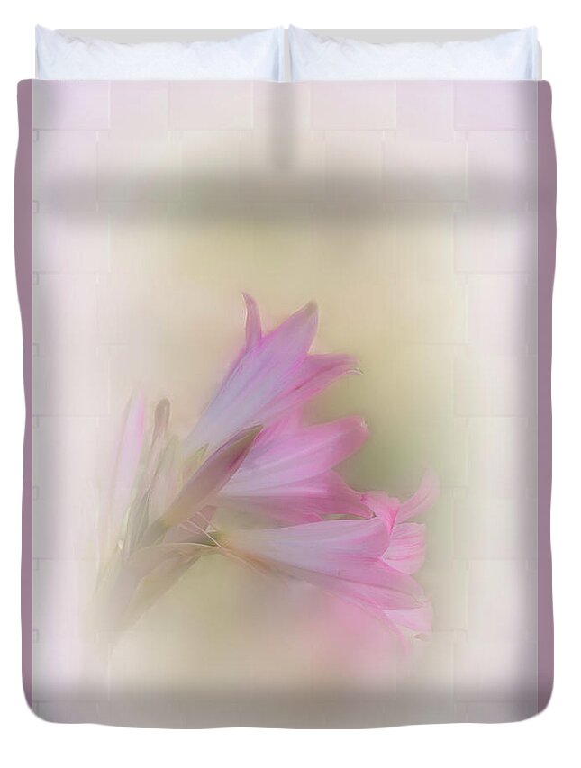 Lily Duvet Cover featuring the photograph Easter Lily in Pastel by Elaine Teague