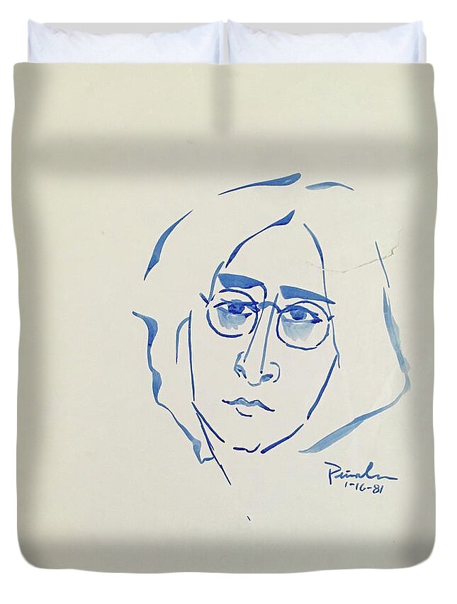 Ricardosart37 Duvet Cover featuring the painting Lennon 1-16-81 by Ricardo Penalver deceased