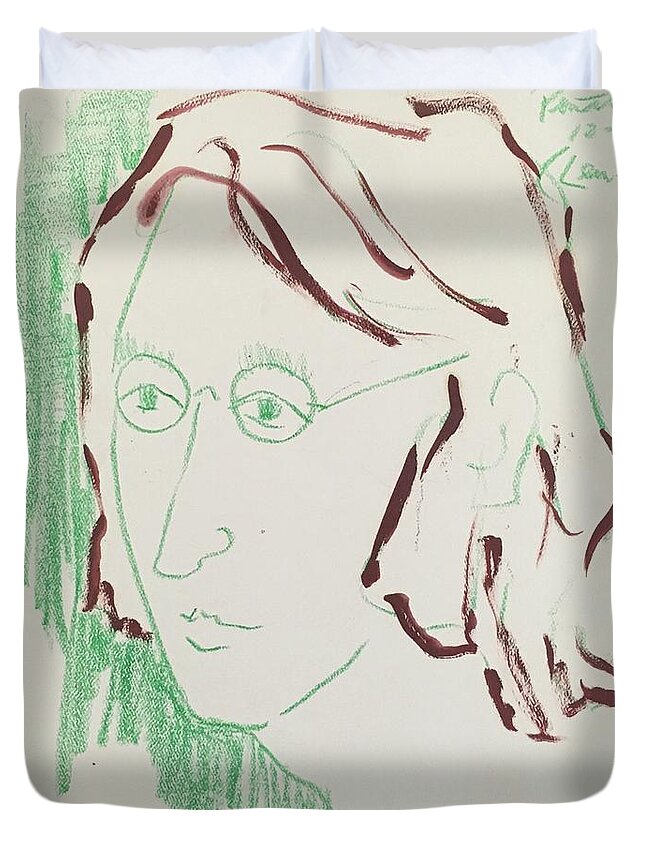 Ricardosart37 Duvet Cover featuring the painting Lennon 12-11-80 by Ricardo Penalver deceased
