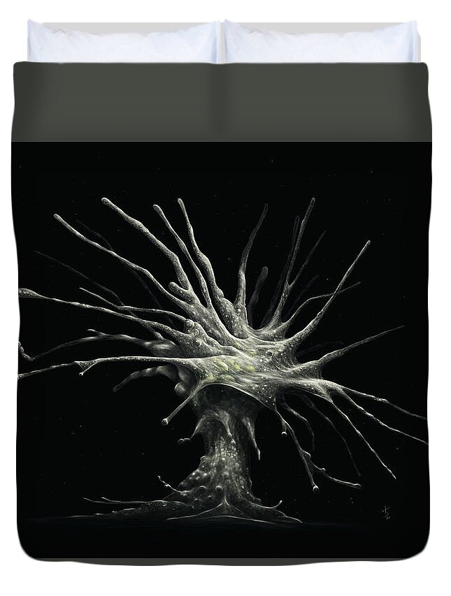Protozoa Duvet Cover featuring the digital art Leptophrys Amoeba by Kate Solbakk