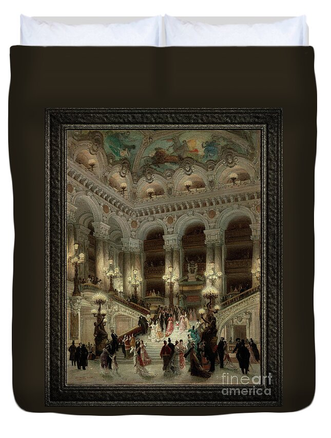 L'escalier De L'opera Duvet Cover featuring the painting L'escalier De L'Opera by Louis Beroud Classical Fine Art Reproduction by Rolando Burbon