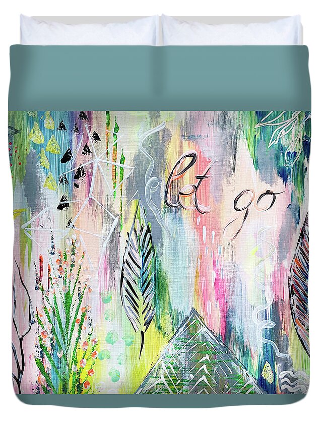 Let Go Duvet Cover featuring the painting Let go by Claudia Schoen