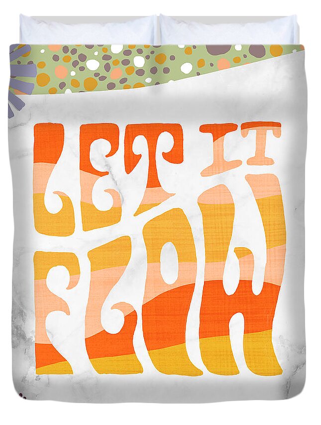 60s Duvet Cover featuring the painting Let it Flow - Art by Jen Montgomery by Jen Montgomery