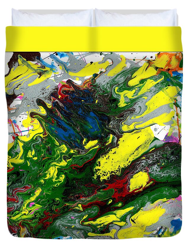 Abstract Duvet Cover featuring the painting Let There Be Dragons by Phil Strang