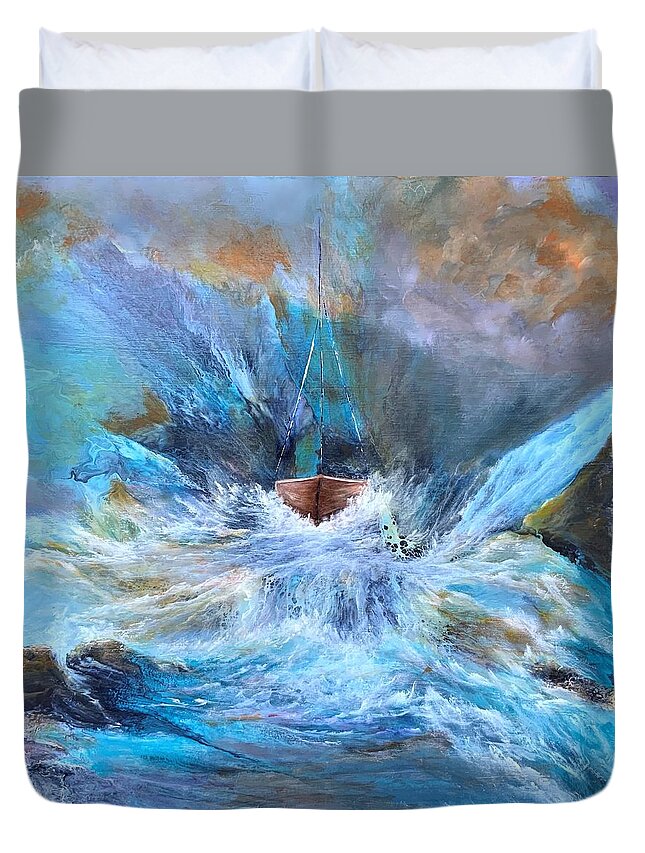 Acrylic Duvet Cover featuring the painting Liberated by Soraya Silvestri