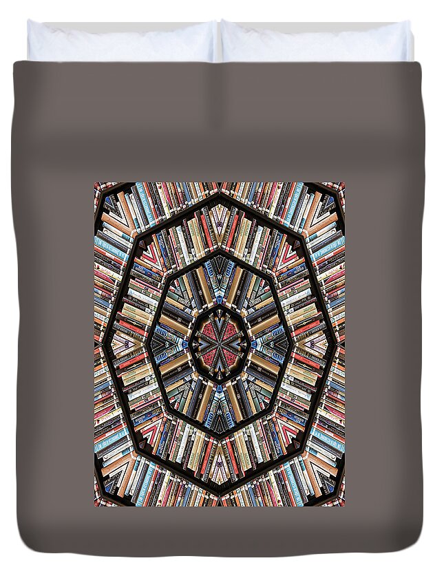 Books Duvet Cover featuring the photograph Library Kaleidoscope by Minnie Gallman