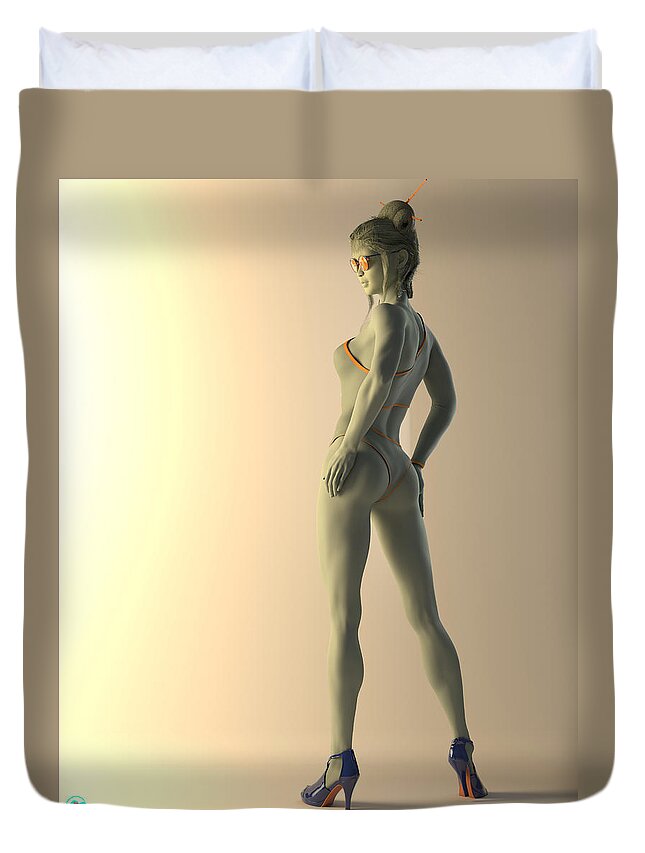 Pinup Duvet Cover featuring the digital art Mirroring_Lien by Williem McWhorter