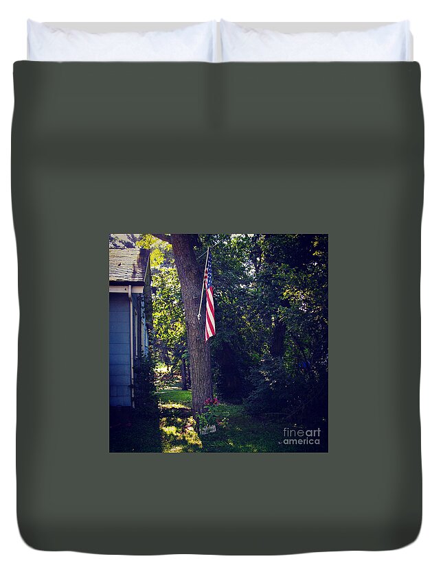 American Flag Duvet Cover featuring the photograph Life and Liberty by Frank J Casella