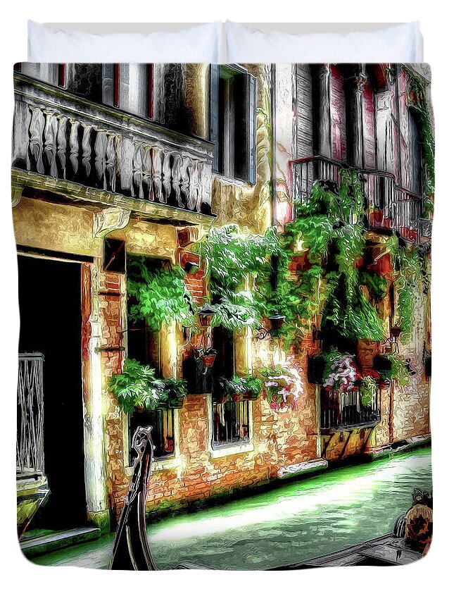 Venice Duvet Cover featuring the digital art Life in Venice by Pennie McCracken