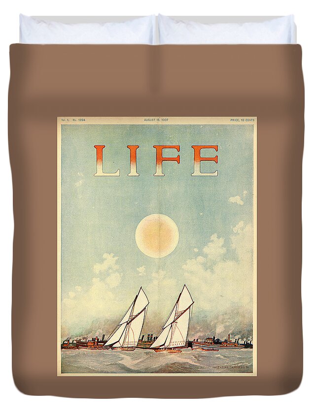 Boats Duvet Cover featuring the mixed media Life Magazine Cover, August 15, 1907 by Valentine Sandberg