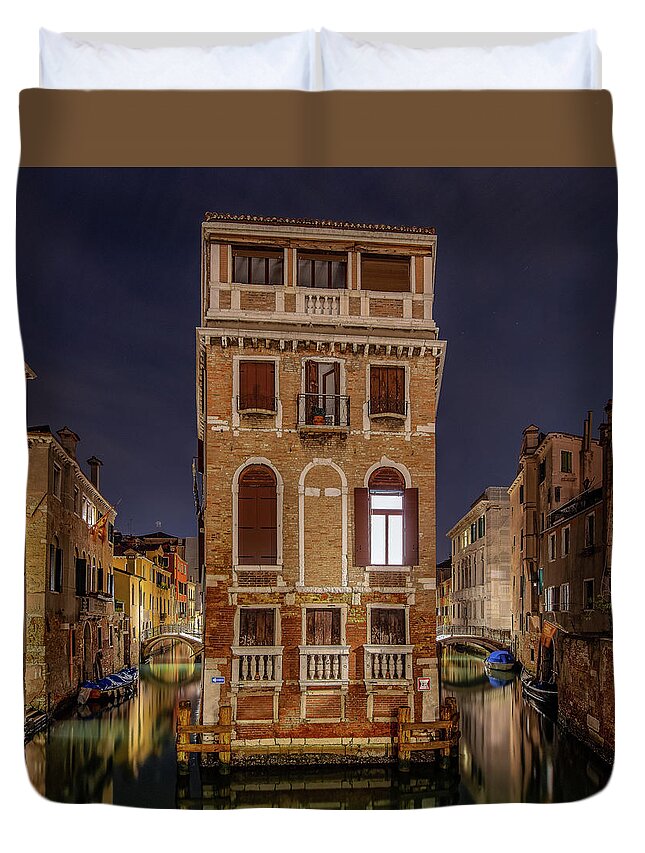 Italy Duvet Cover featuring the photograph Life On The Canal by David Downs
