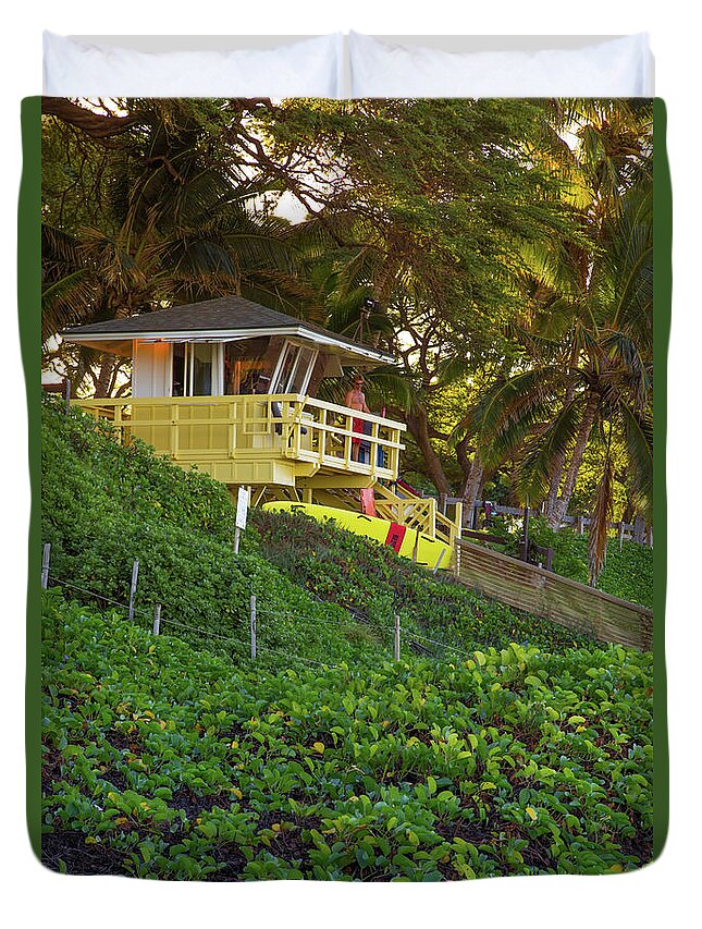 Hawaii Duvet Cover featuring the photograph Lifeguard Station Maui Hawaii by Edward Fielding