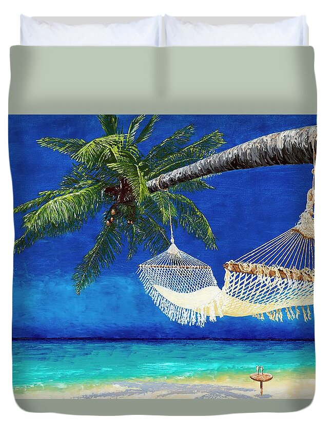 Beach Duvet Cover featuring the painting Life's a Beach 2 by Richard Young