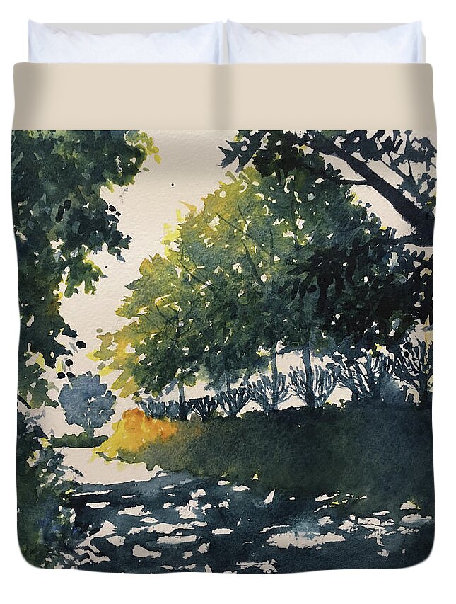 Watercolour Duvet Cover featuring the painting Light and Darks on Turkey Lane by Glenn Marshall
