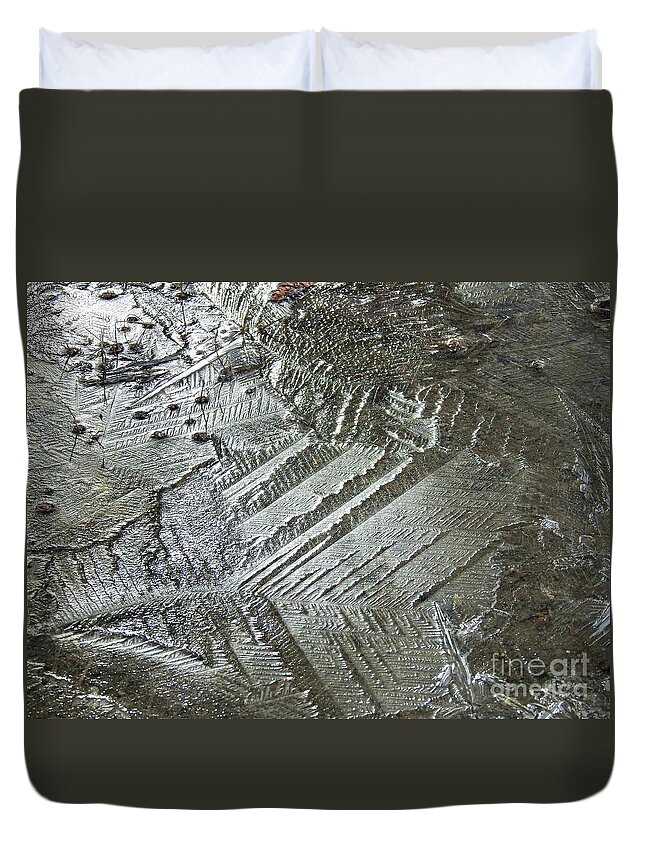 Ice Formations Duvet Cover featuring the photograph Light on the frozen path by Nicola Finch