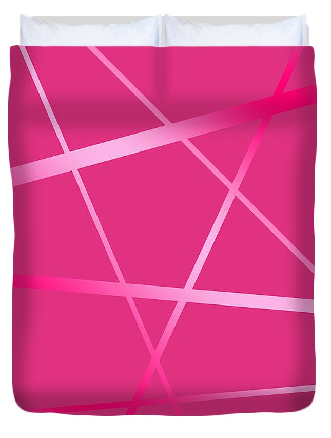 Pink Duvet Cover featuring the photograph Light pink geometric lines on pink by Amanda Mohler