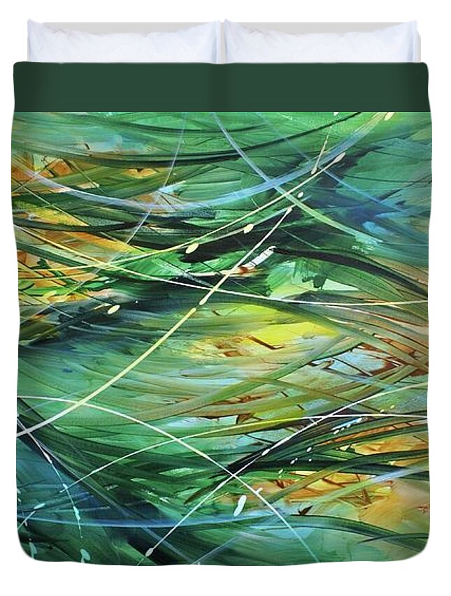 Abstract Duvet Cover featuring the painting Light Sight by Michael Lang