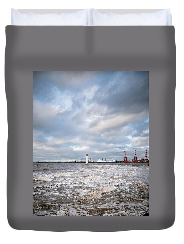 Beach Duvet Cover featuring the photograph Lighthouse at Fort Perch by Spikey Mouse Photography