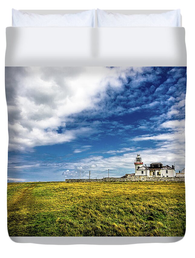 Ireland Duvet Cover featuring the photograph Lighthouse On Loop Head Peninsula In Ireland by Andreas Berthold